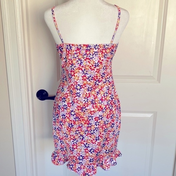 PrettyLittleThing Floral stretch lingerie slip dress Womens sleep gown Ruffles 8 - Picture 2 of 6